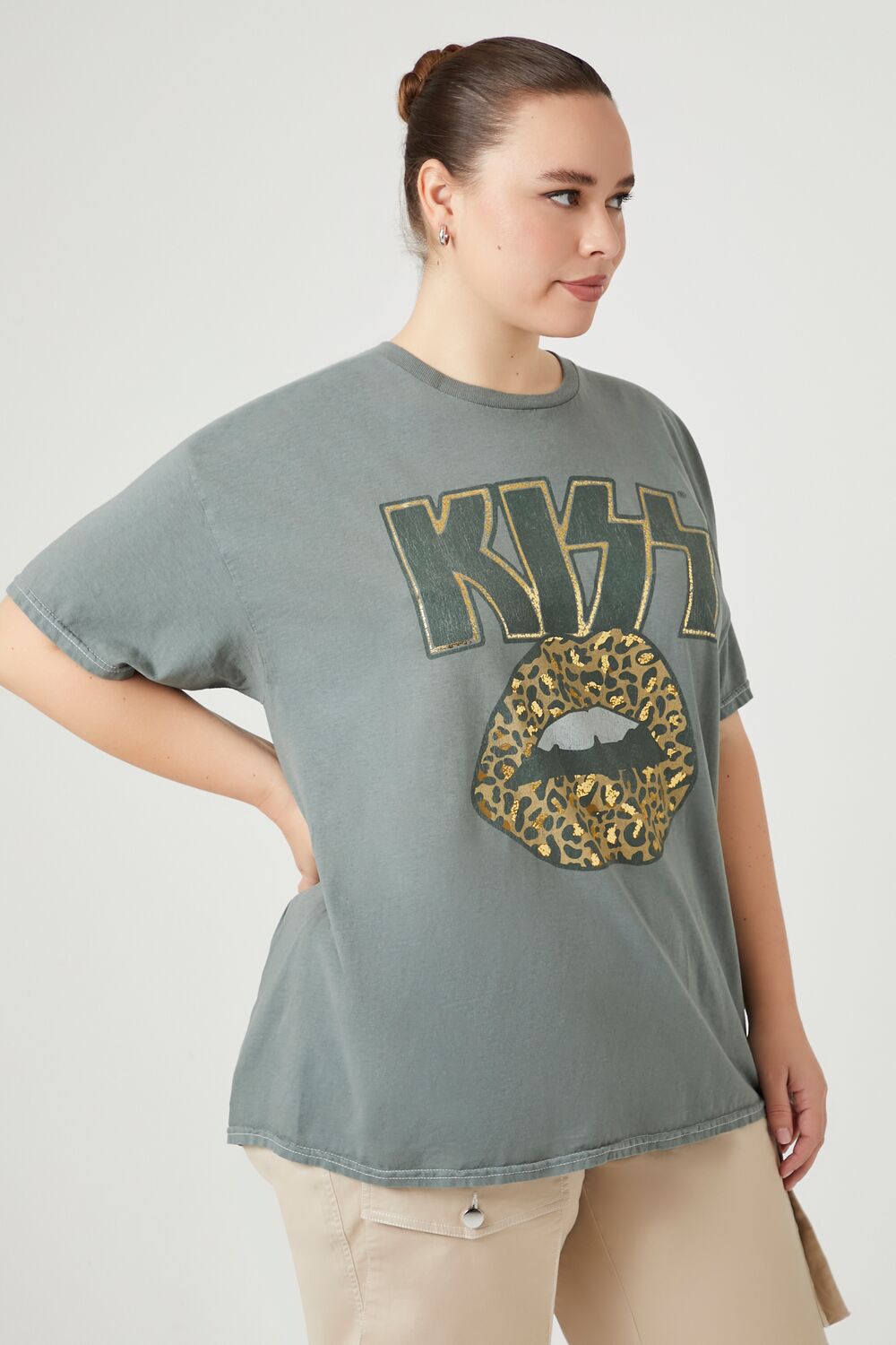 Plus Size Oversized Metallic Kiss Tee