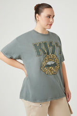 Plus Size Oversized Metallic Kiss Tee