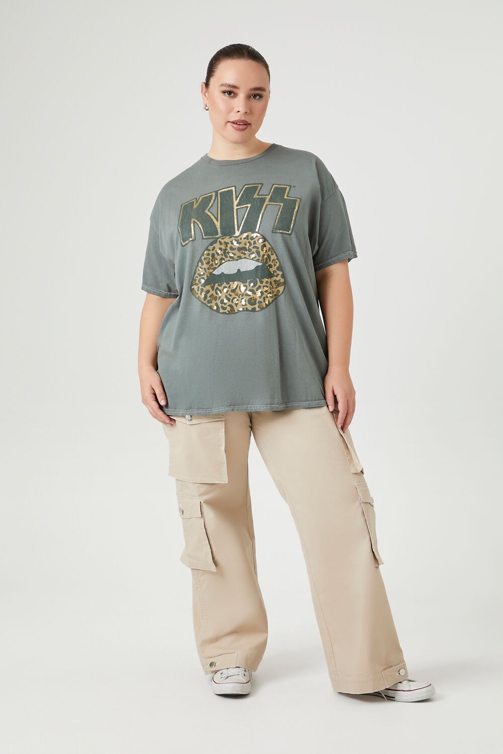 Plus Size Oversized Metallic Kiss Tee