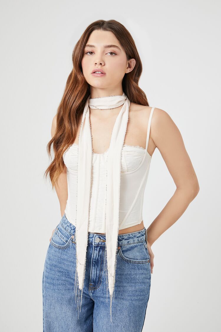 Chain-Fringe Oblong Scarf
