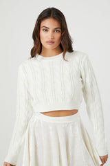 Cropped Cable Knit Sweater