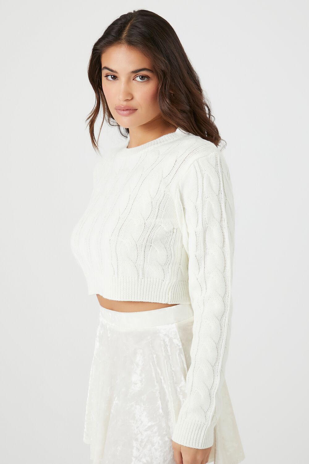 Cropped Cable Knit Sweater