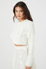 Cropped Cable Knit Sweater