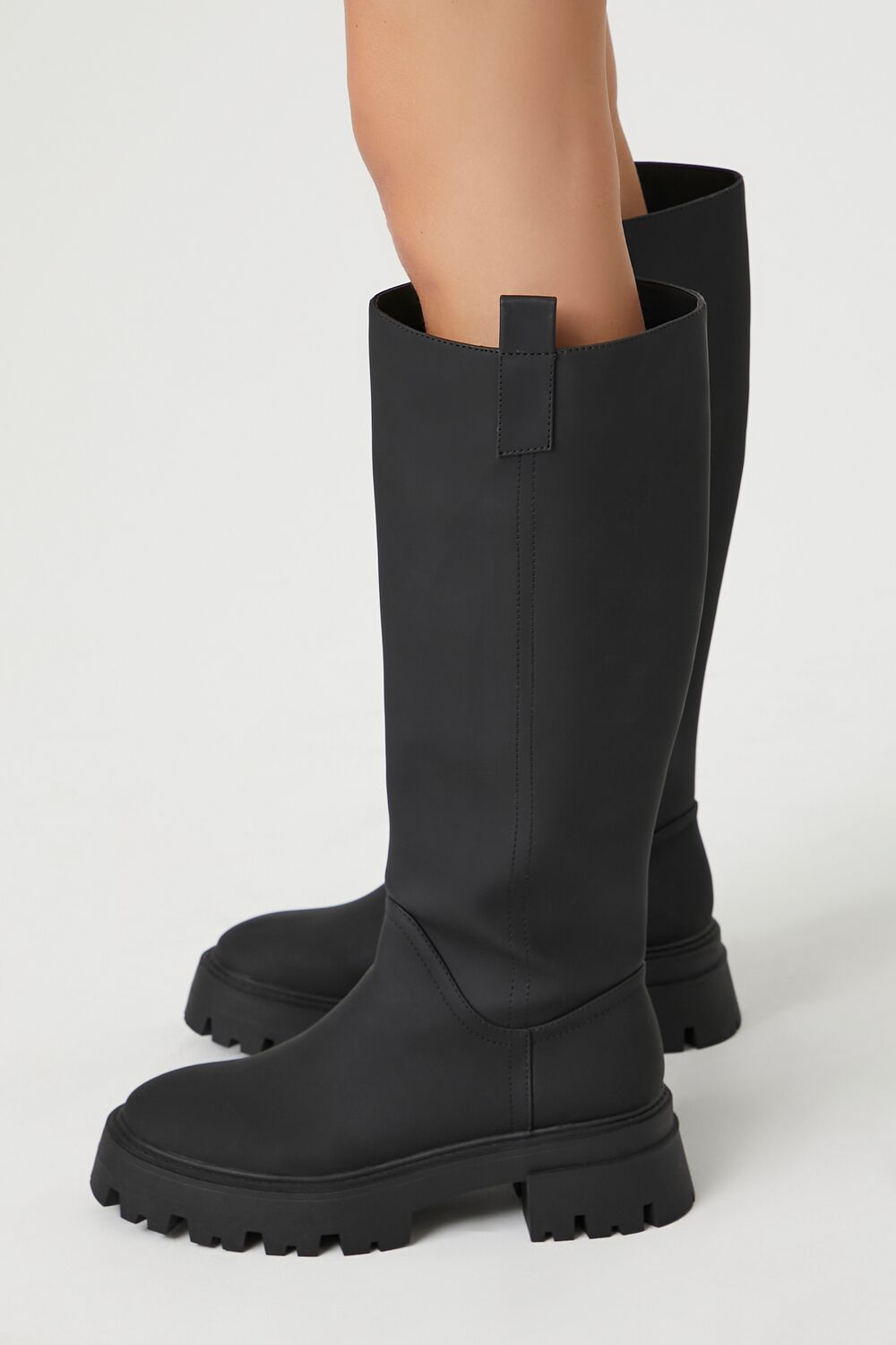 Faux Leather Lug-Sole Boots