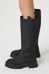 Faux Leather Lug-Sole Boots