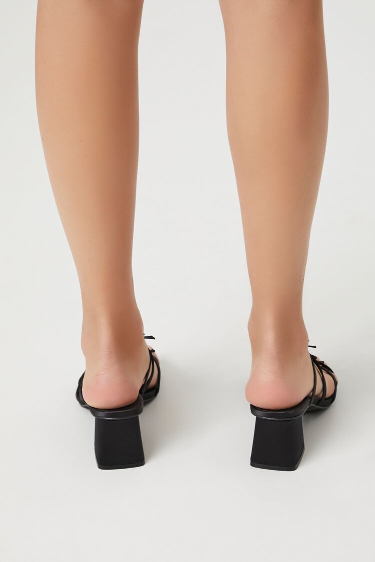 Strappy Satin Bow Block Heels