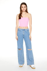 Ribbed Sweater-Knit Tube Top