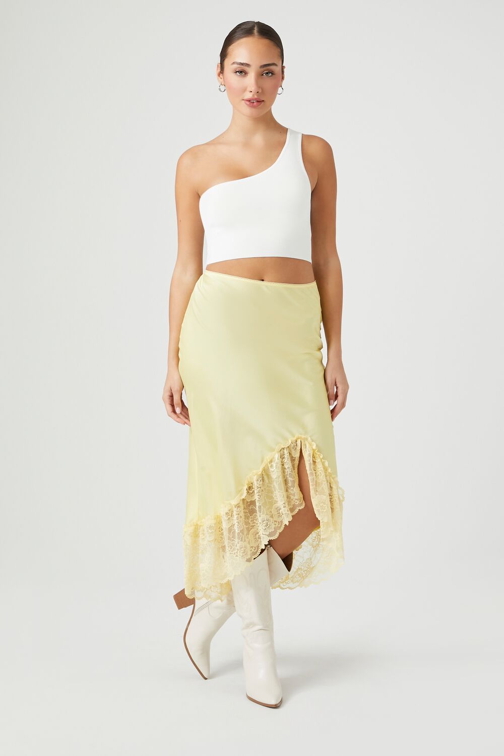Sweater-Knit One-Shoulder Crop Top