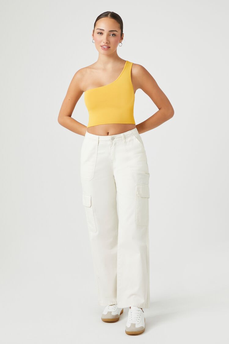 Sweater-Knit One-Shoulder Crop Top