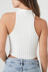 Ribbed Knit Halter Crop Top