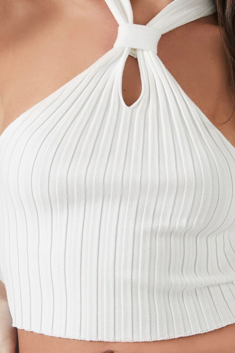 Ribbed Knit Halter Crop Top