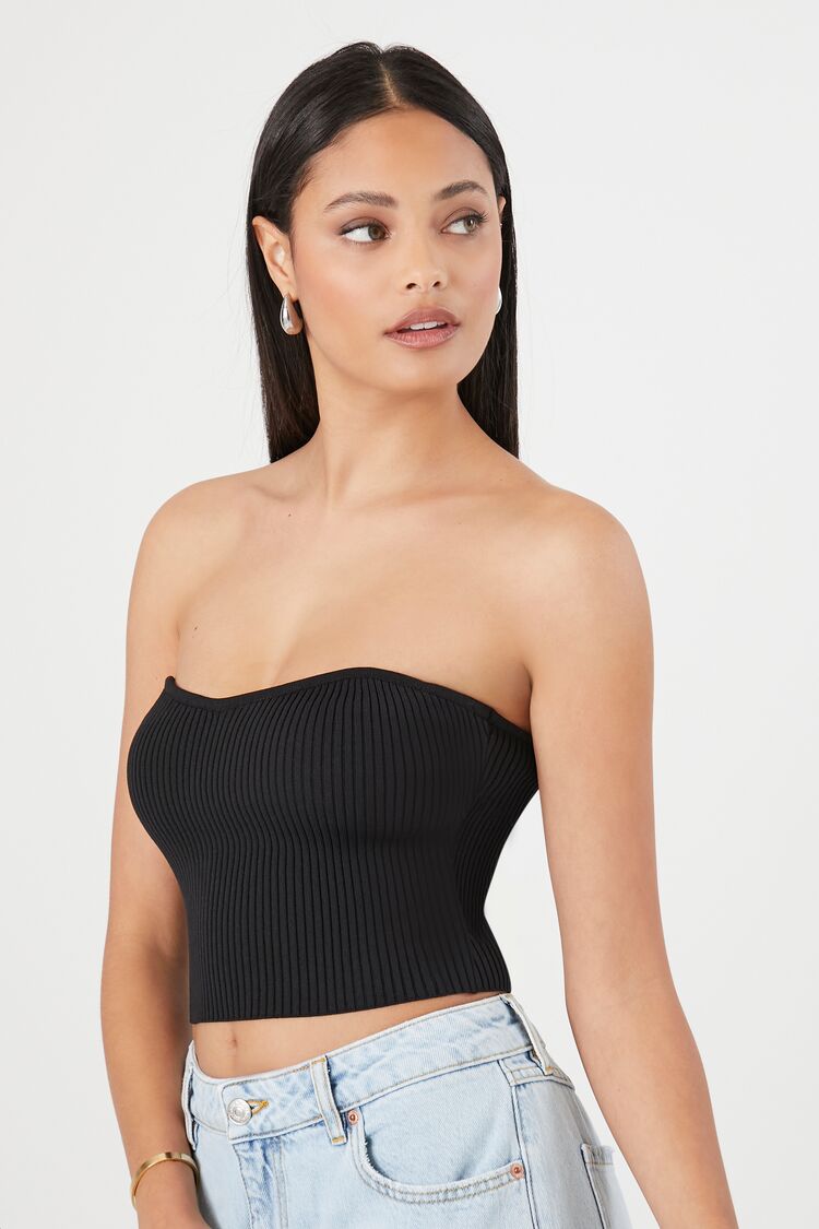 Sweater-Knit Cropped Tube Top