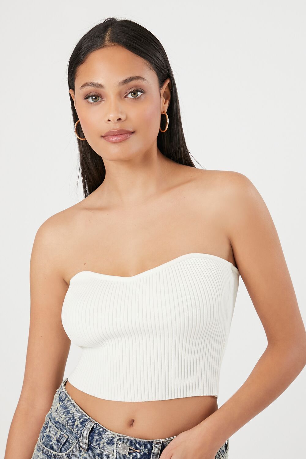 Sweater-Knit Cropped Tube Top
