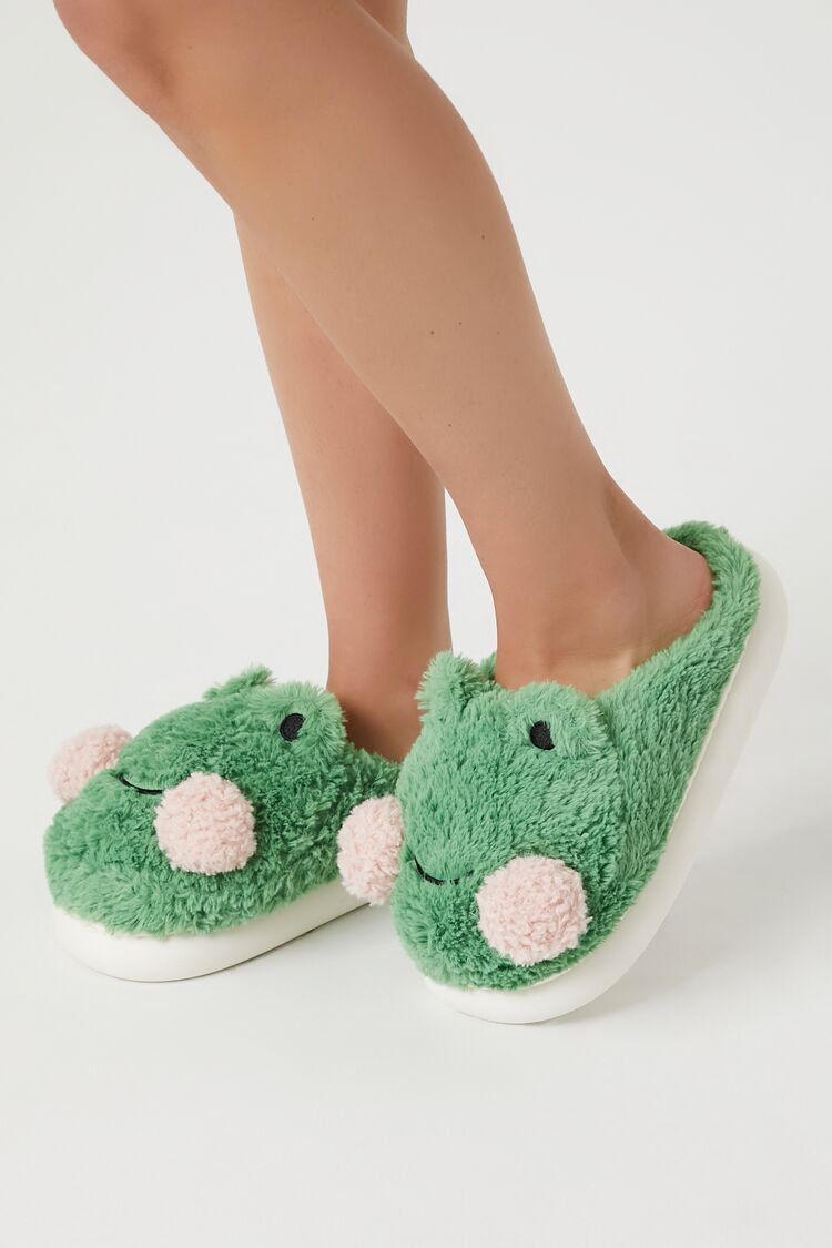 Plush Frog House Slippers