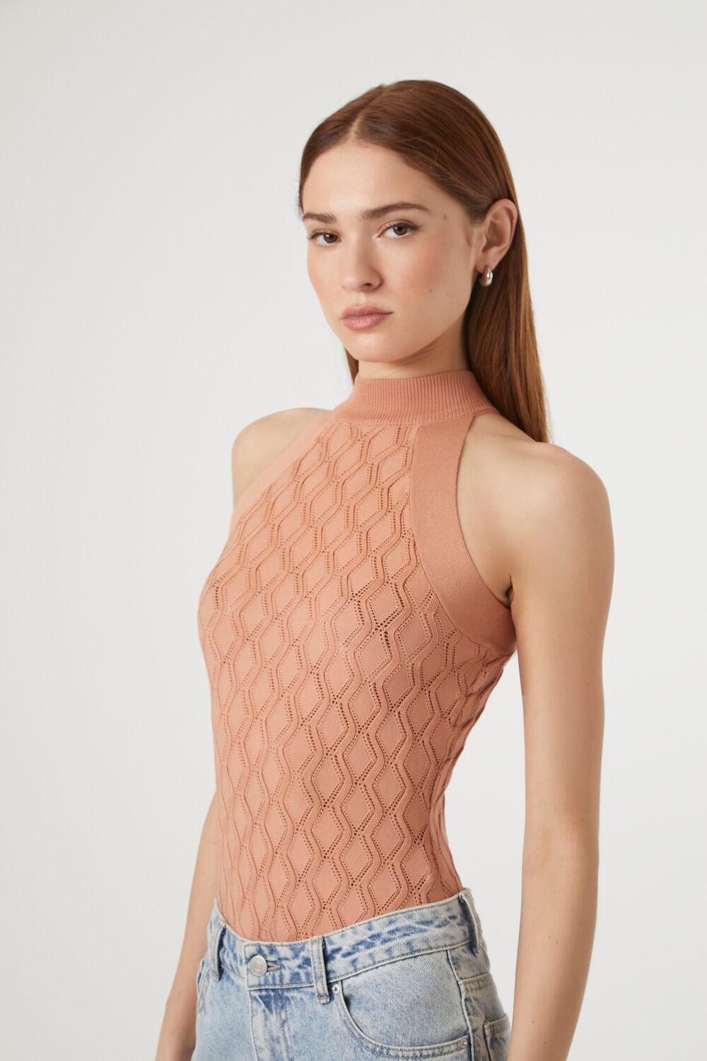 Pointelle Sweater-Knit Bodysuit