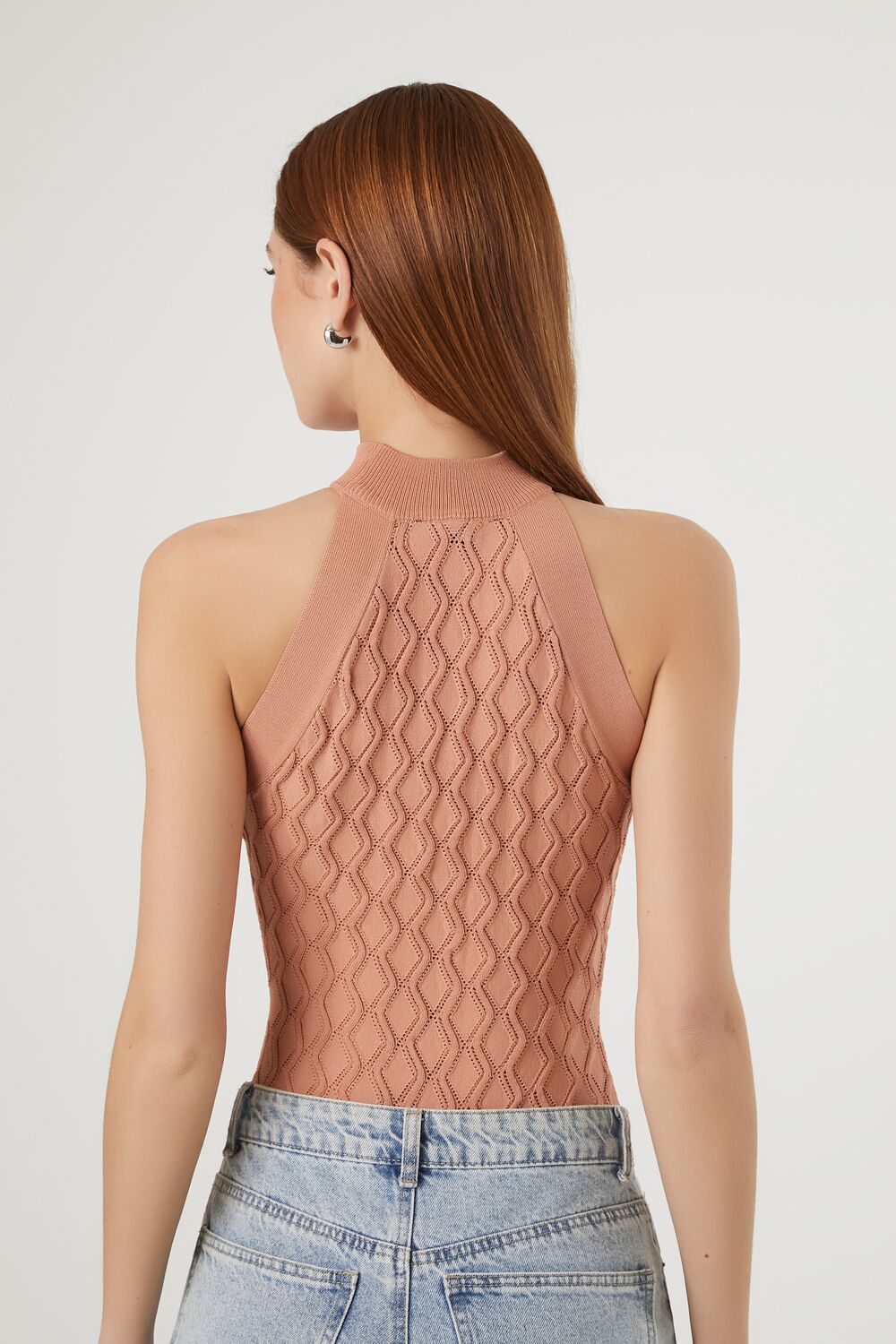Pointelle Sweater-Knit Bodysuit