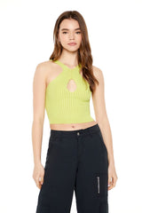 Keyhole Sweater-Knit Crop Top