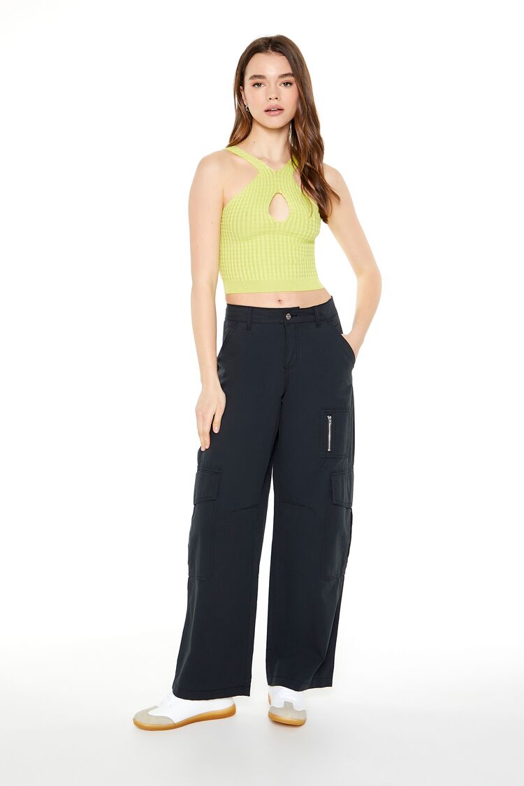 Keyhole Sweater-Knit Crop Top