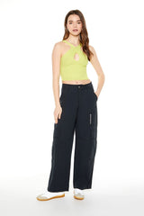 Keyhole Sweater-Knit Crop Top