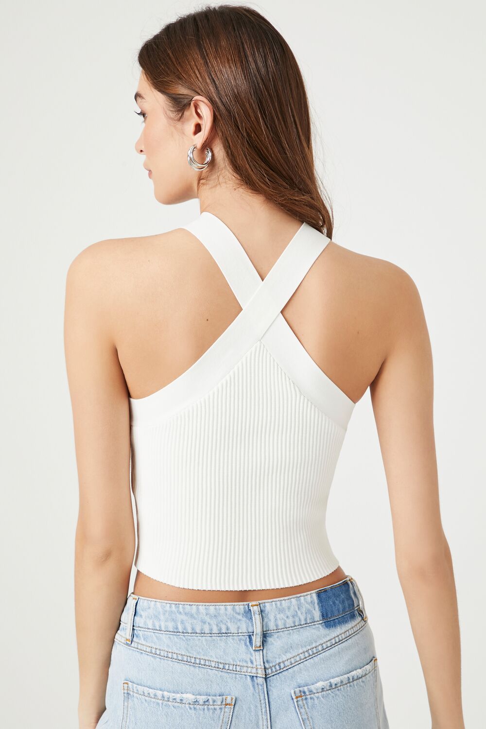 Sweater-Knit Crisscross Crop Top