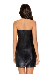 Faux Leather Tube Mini Dress