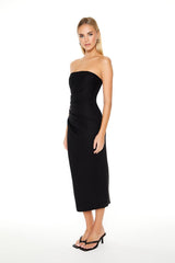 Strapless Slit Midi Dress