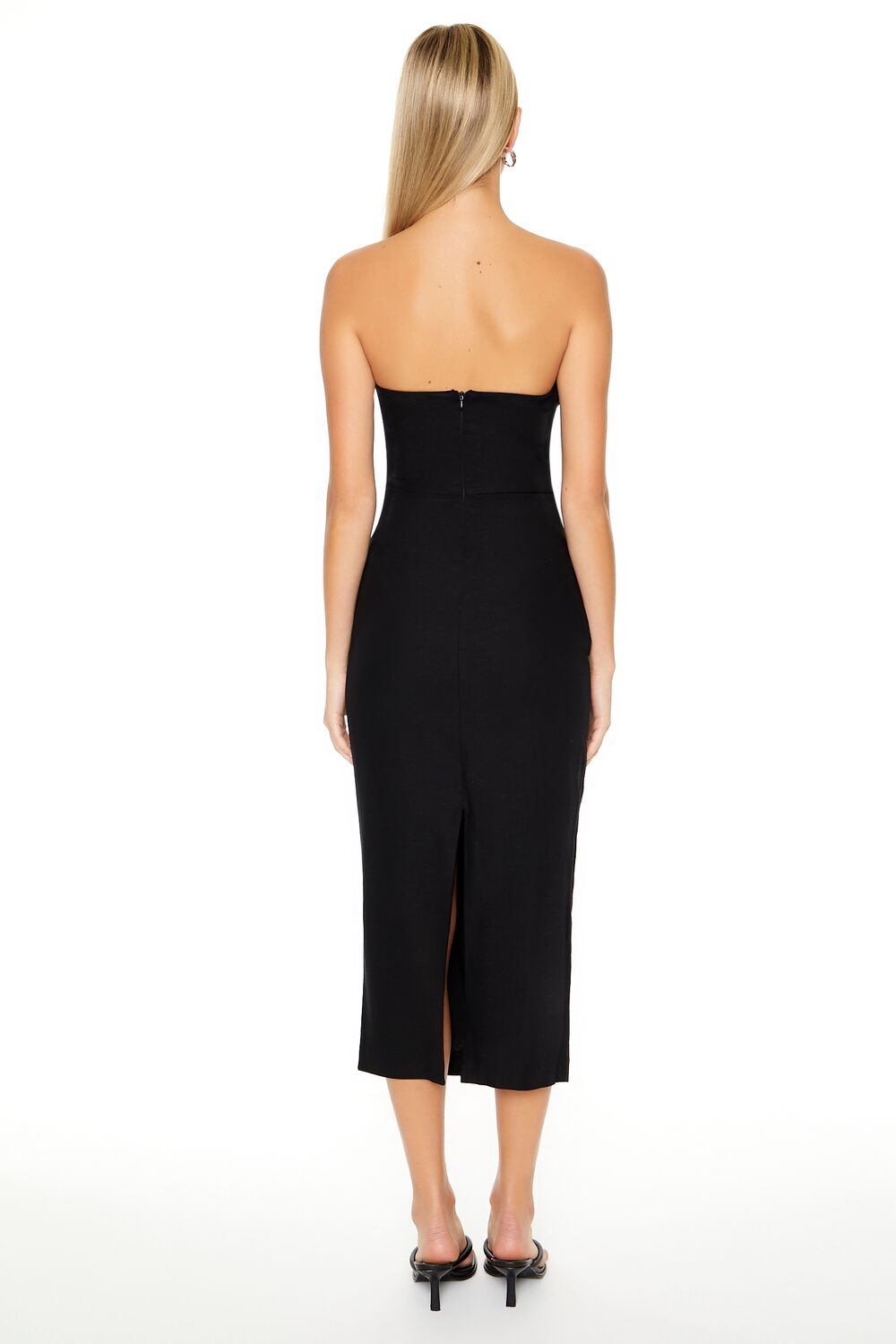 Strapless Slit Midi Dress