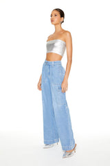 High-Rise Cargo Flare Jeans