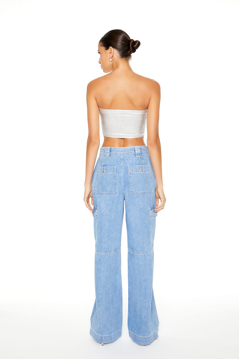 High-Rise Cargo Flare Jeans