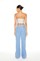 High-Rise Cargo Flare Jeans