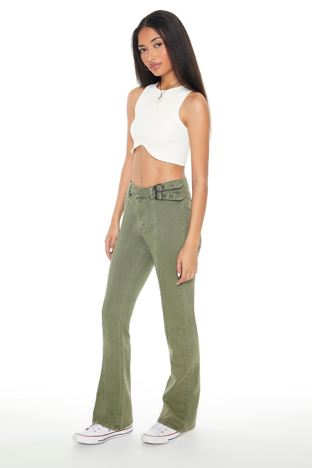 Belted Bootcut Jeans