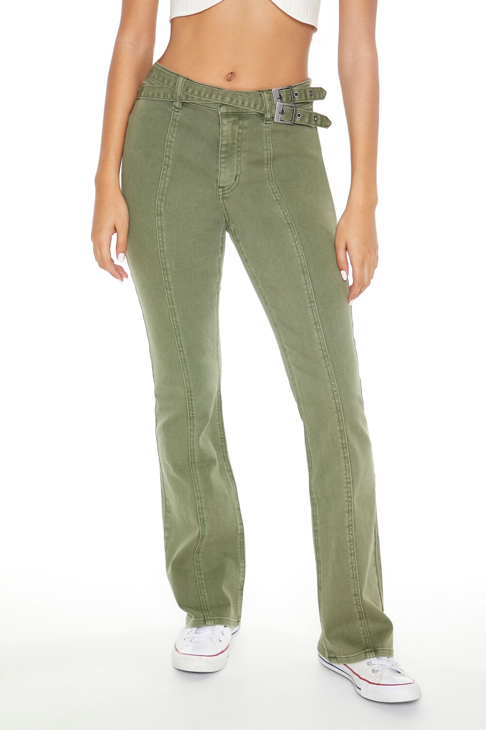 Belted Bootcut Jeans