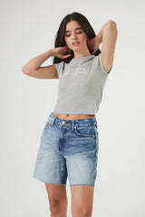 Distressed Denim Bermuda Shorts