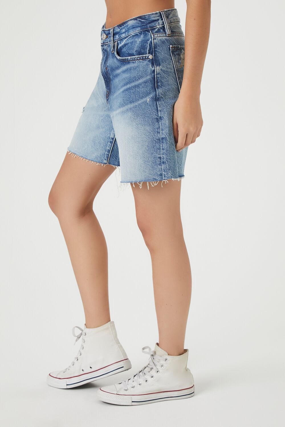 Distressed Denim Bermuda Shorts