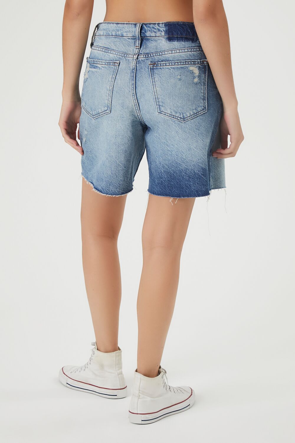Distressed Denim Bermuda Shorts