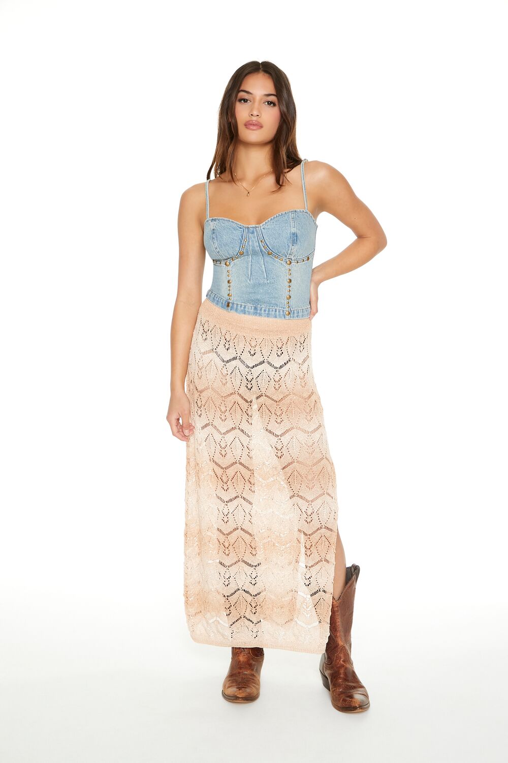 Striped Crochet Maxi Skirt