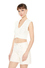 Cropped Cable Knit Sweater Vest