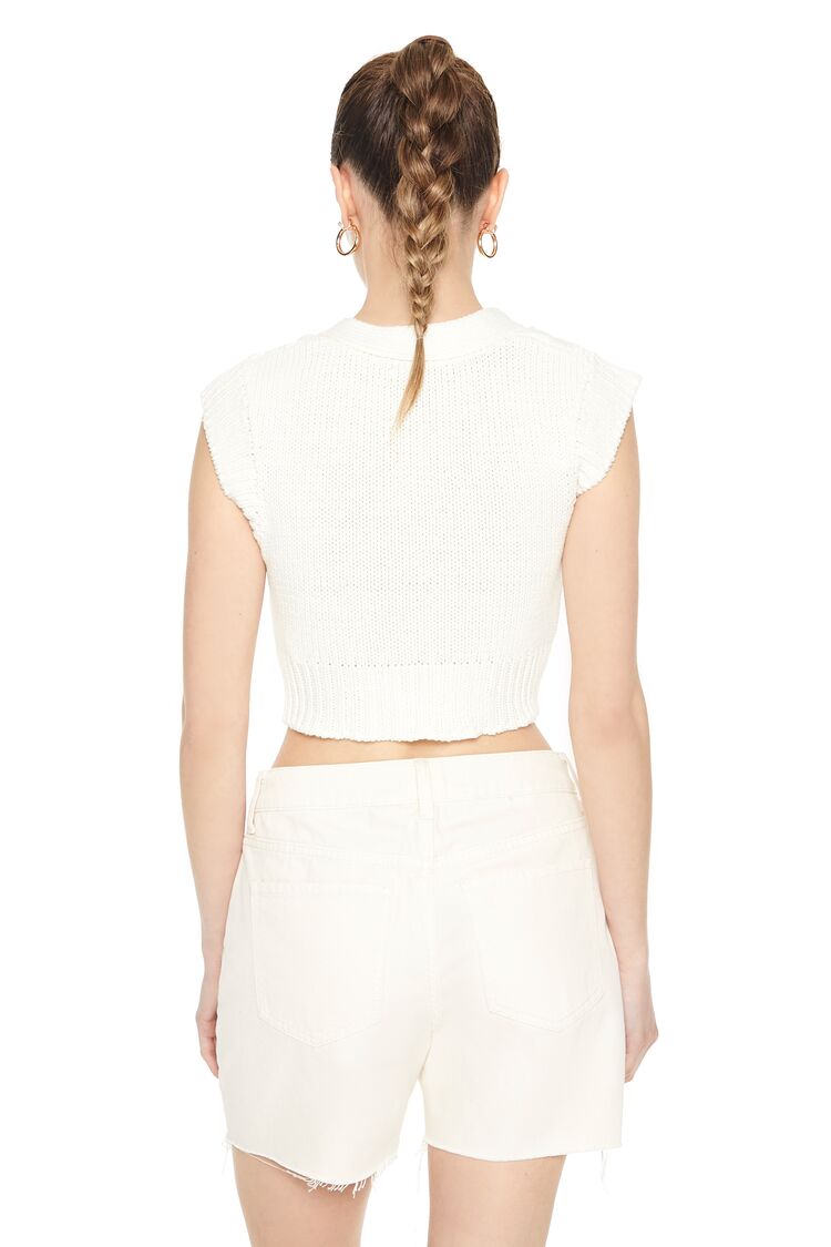 Cropped Cable Knit Sweater Vest