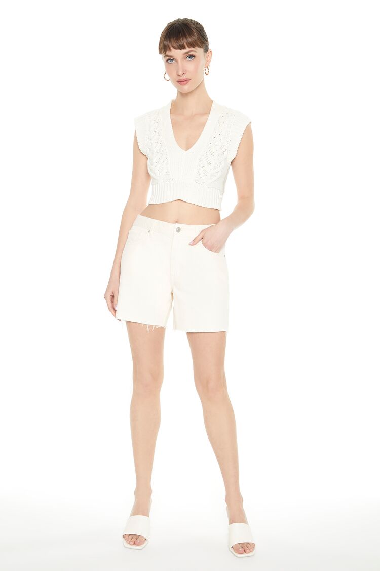 Cropped Cable Knit Sweater Vest