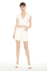 Cropped Cable Knit Sweater Vest