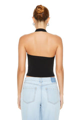 Sweater-Knit Bustier Halter Top