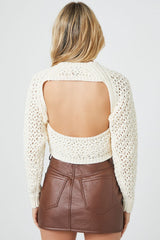 Cropped Open-Back Sweater