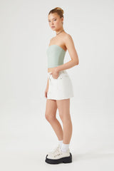 Seamed Denim Mini Skirt
