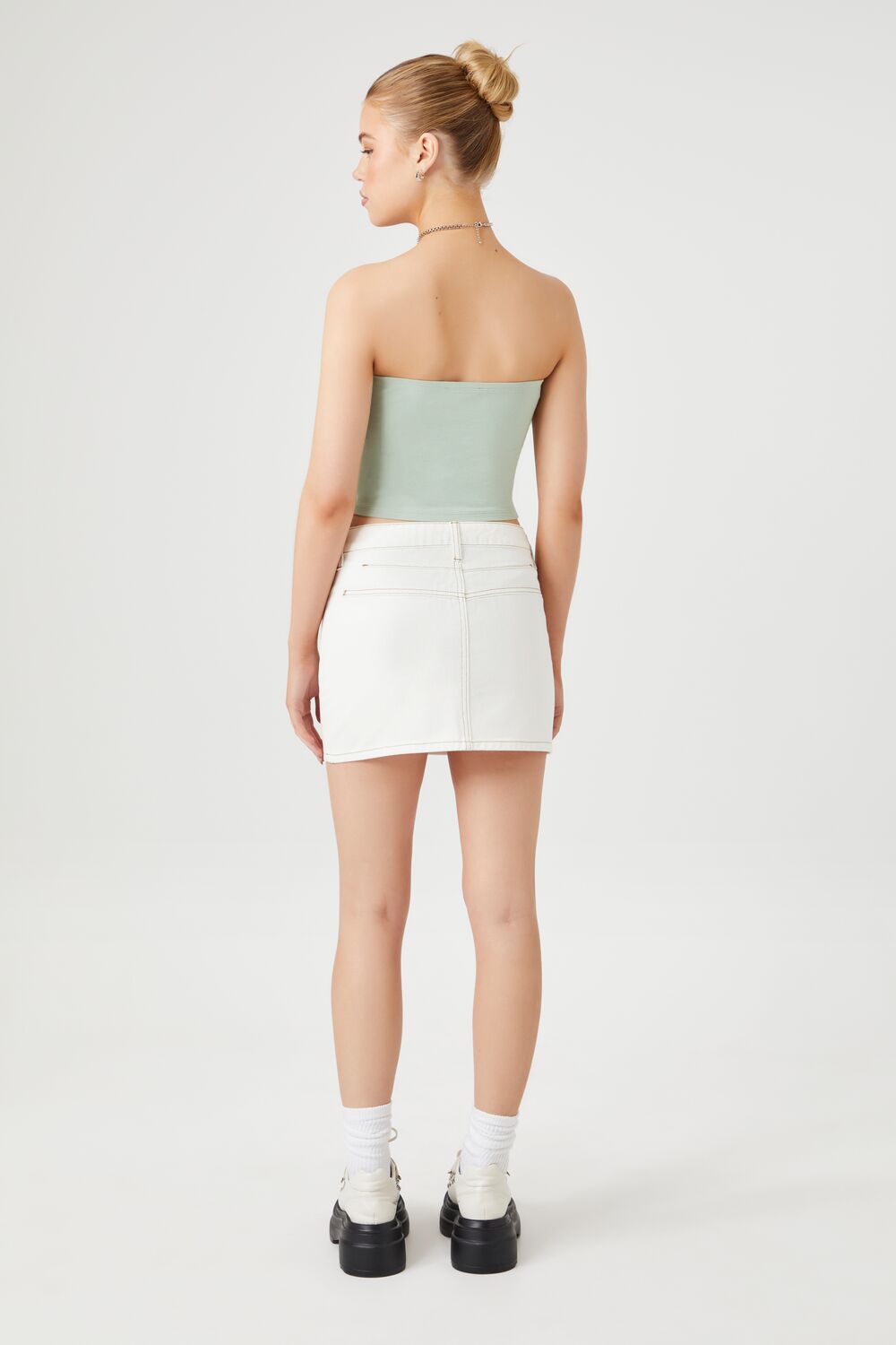 Seamed Denim Mini Skirt