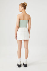 Seamed Denim Mini Skirt