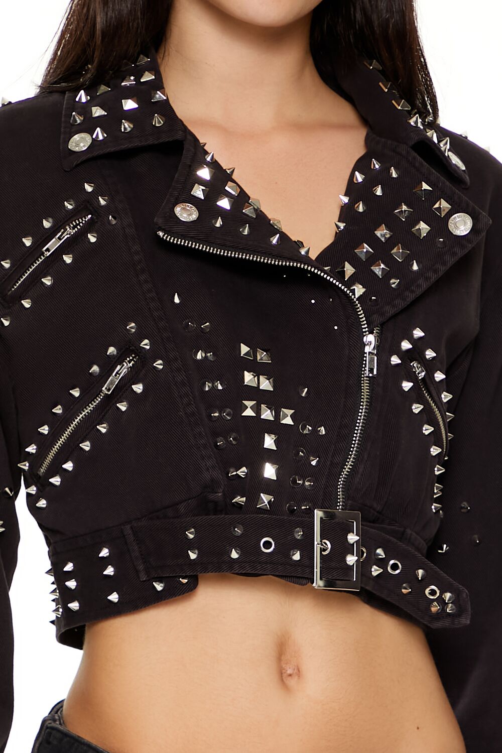 Studded Denim Moto Jacket