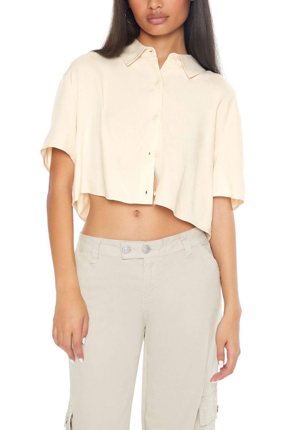 Cropped Boxy Drop-Sleeve Shirt