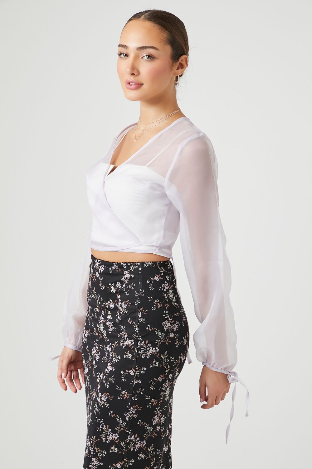Sheer Organza Wrap Top
