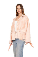 Fringe Faux Suede & Gem Jacket