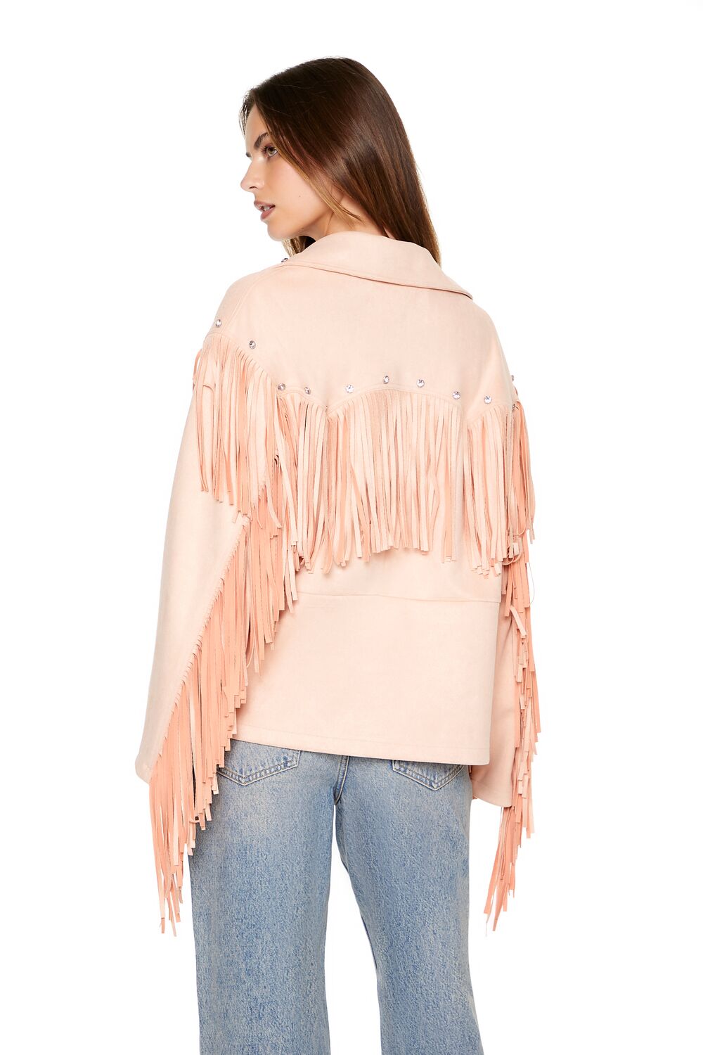 Fringe Faux Suede & Gem Jacket